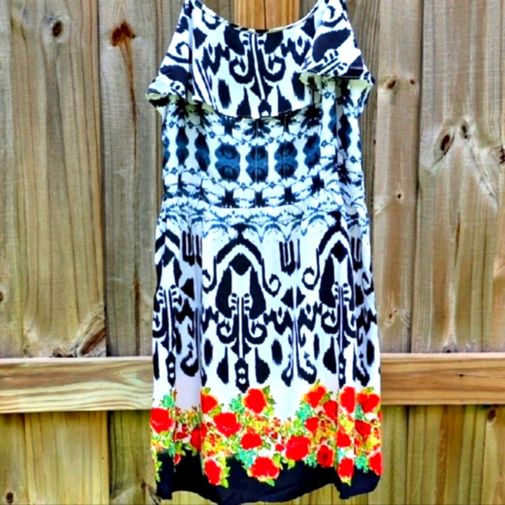 Monochrome Abstract Floral Sundress NWOT
